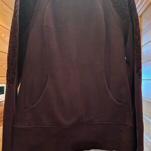 Dark plum Hoodie with Floral Accents